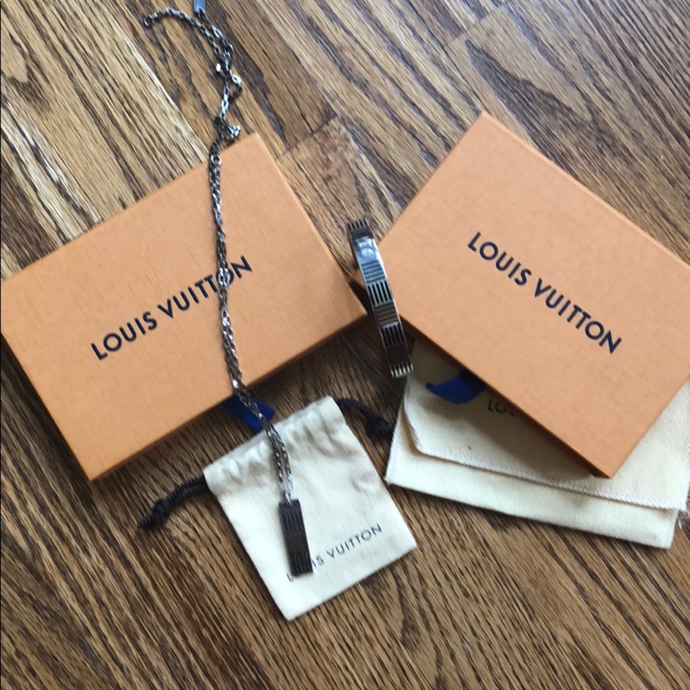 Louis Vuitton cuff bracelet and necklace set